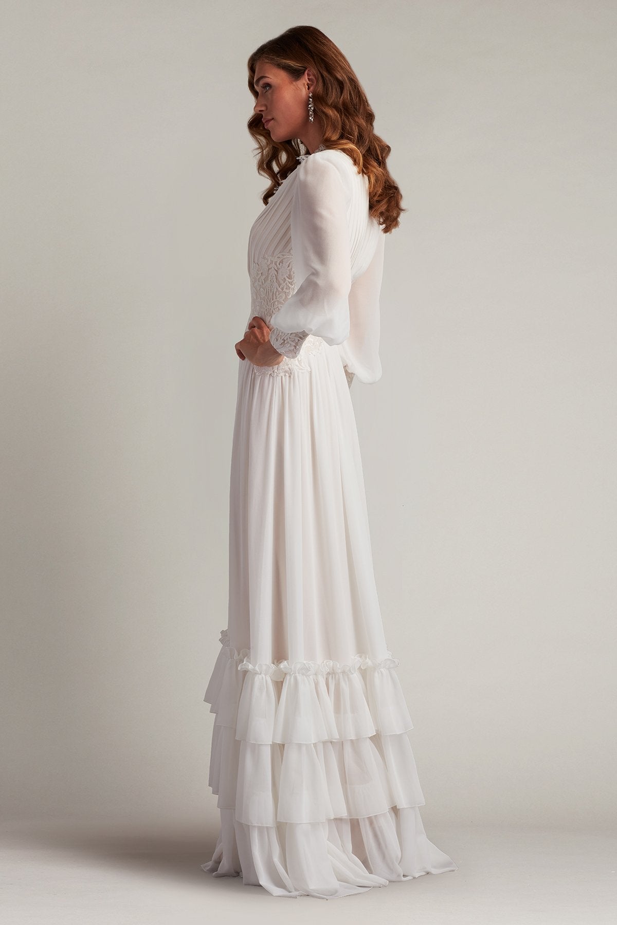 Topanga Tiered Bishop Sleeve Gown