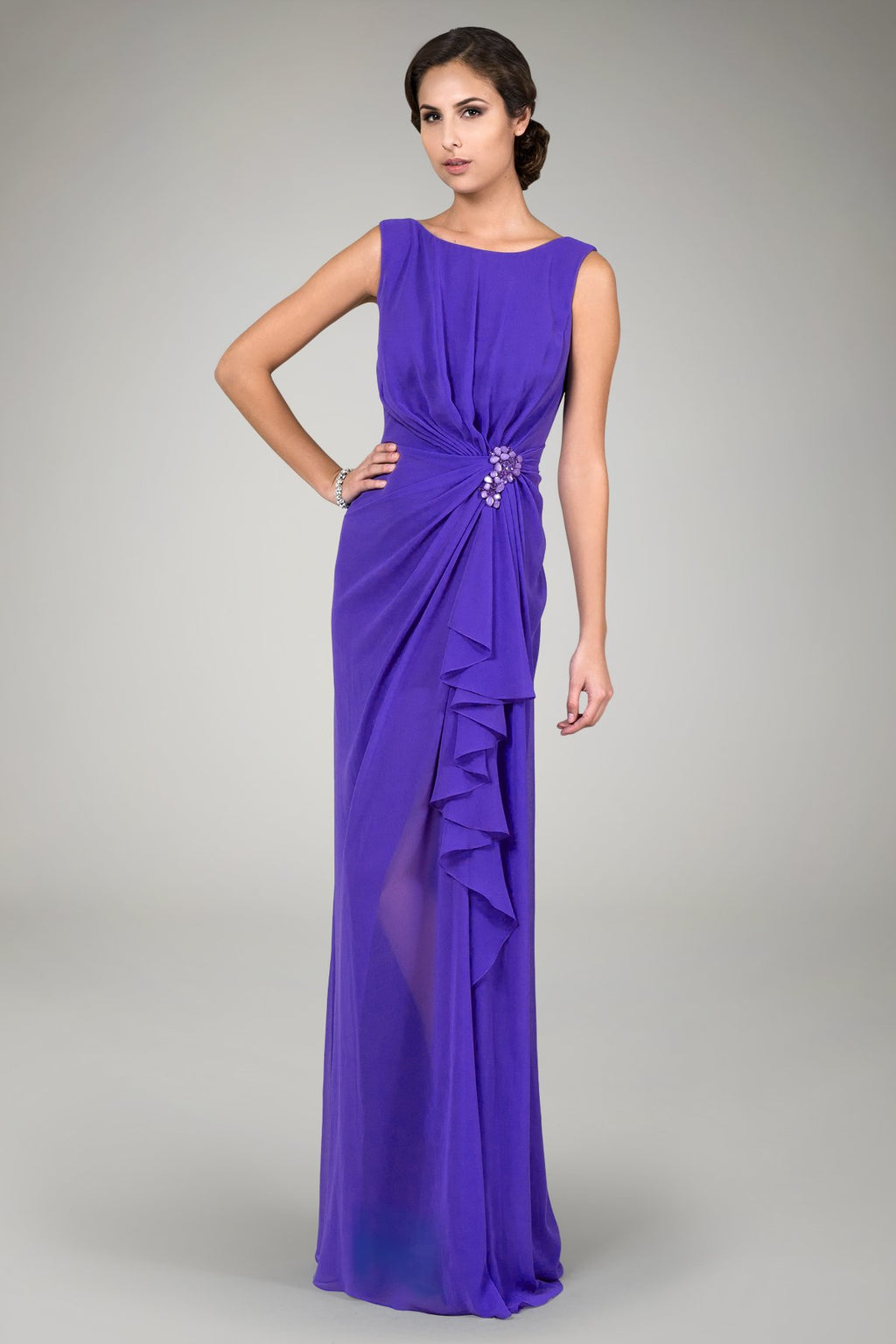 Chiffon Flounce Gown in Petunia