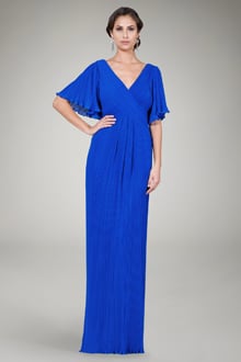 Pleated Chiffon Gown in Blue Iris
