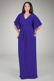 Pleated Chiffon Gown in Blue Iris