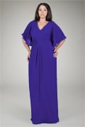 Pleated Chiffon Gown in Blue Iris