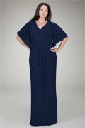 Pleated Chiffon Gown in Navy