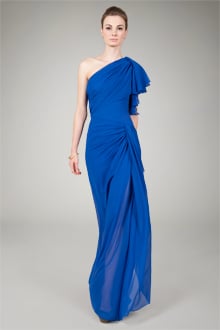 Asymmetric Draped Gown in Blueberry