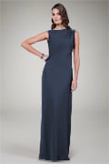 Back Drape Chiffon Gown in Navy
