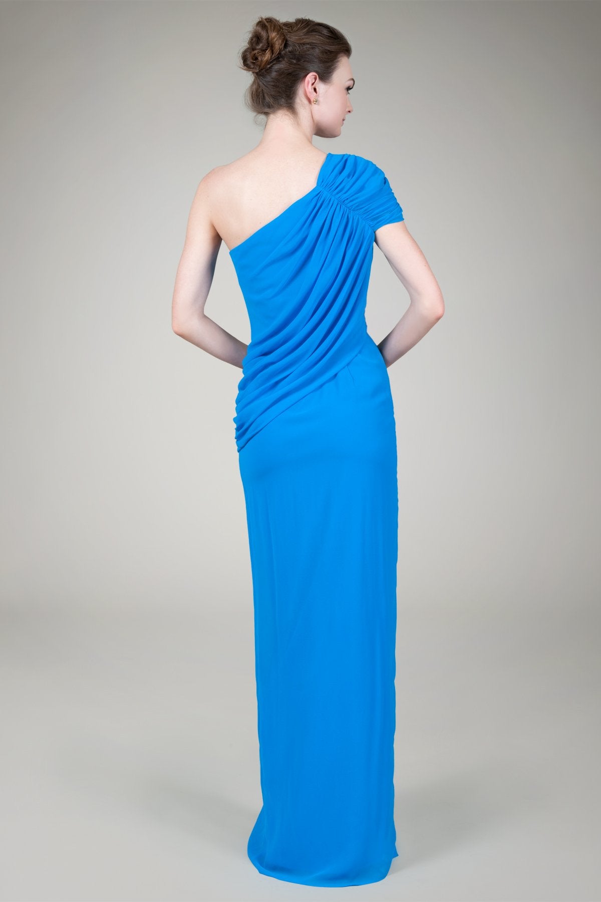 Grecian Draped Gown in Sky Blue