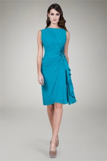 Draped Flounce Cocktail Dress in Blue Poppy