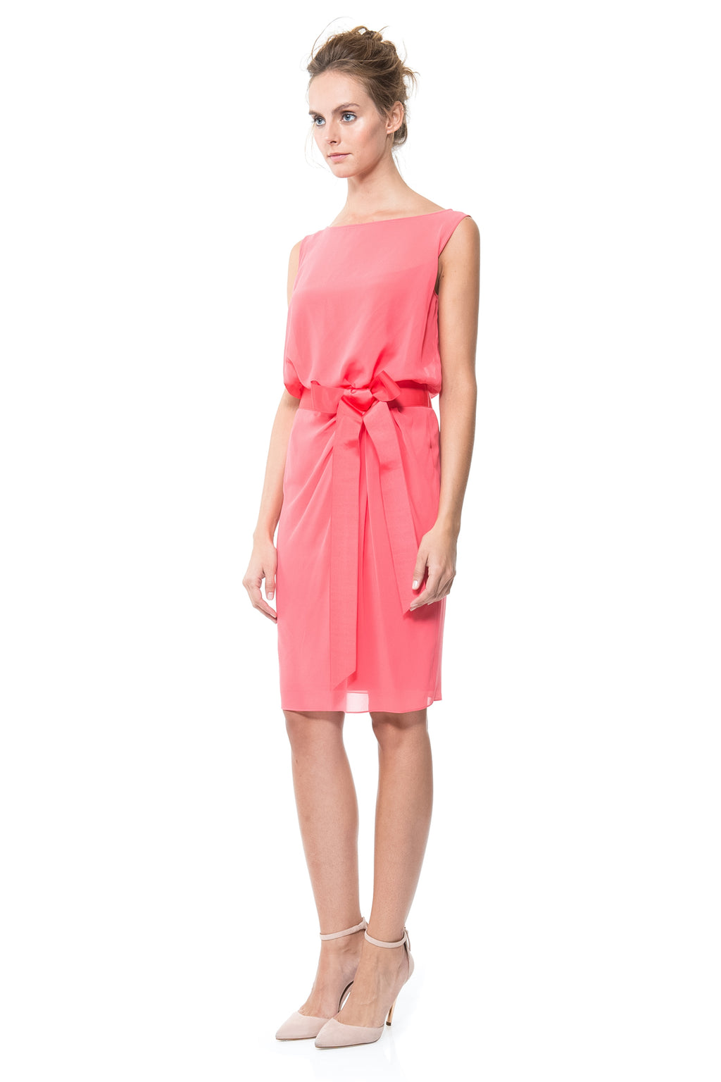 Blouson Waist Chiffon Dress