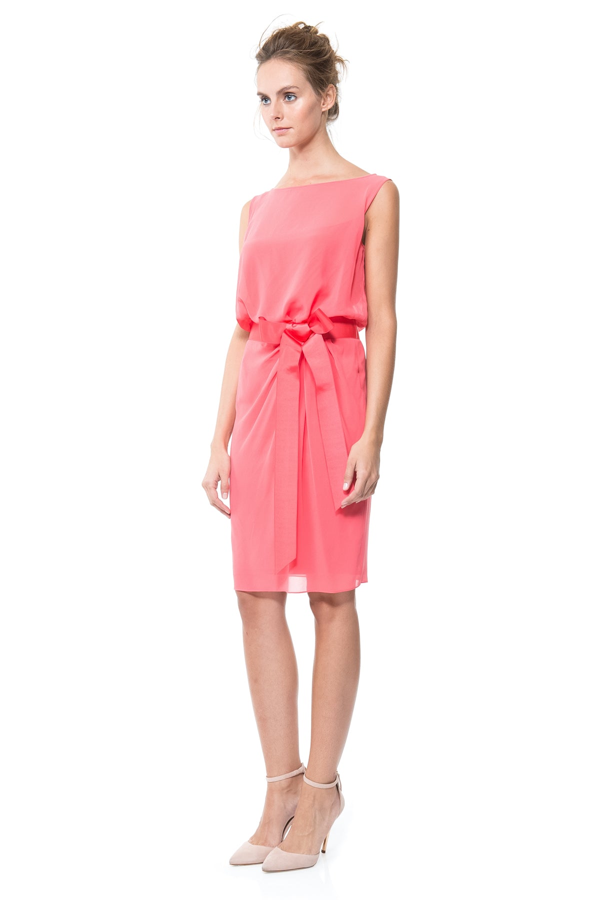 Blouson Waist Chiffon Dress