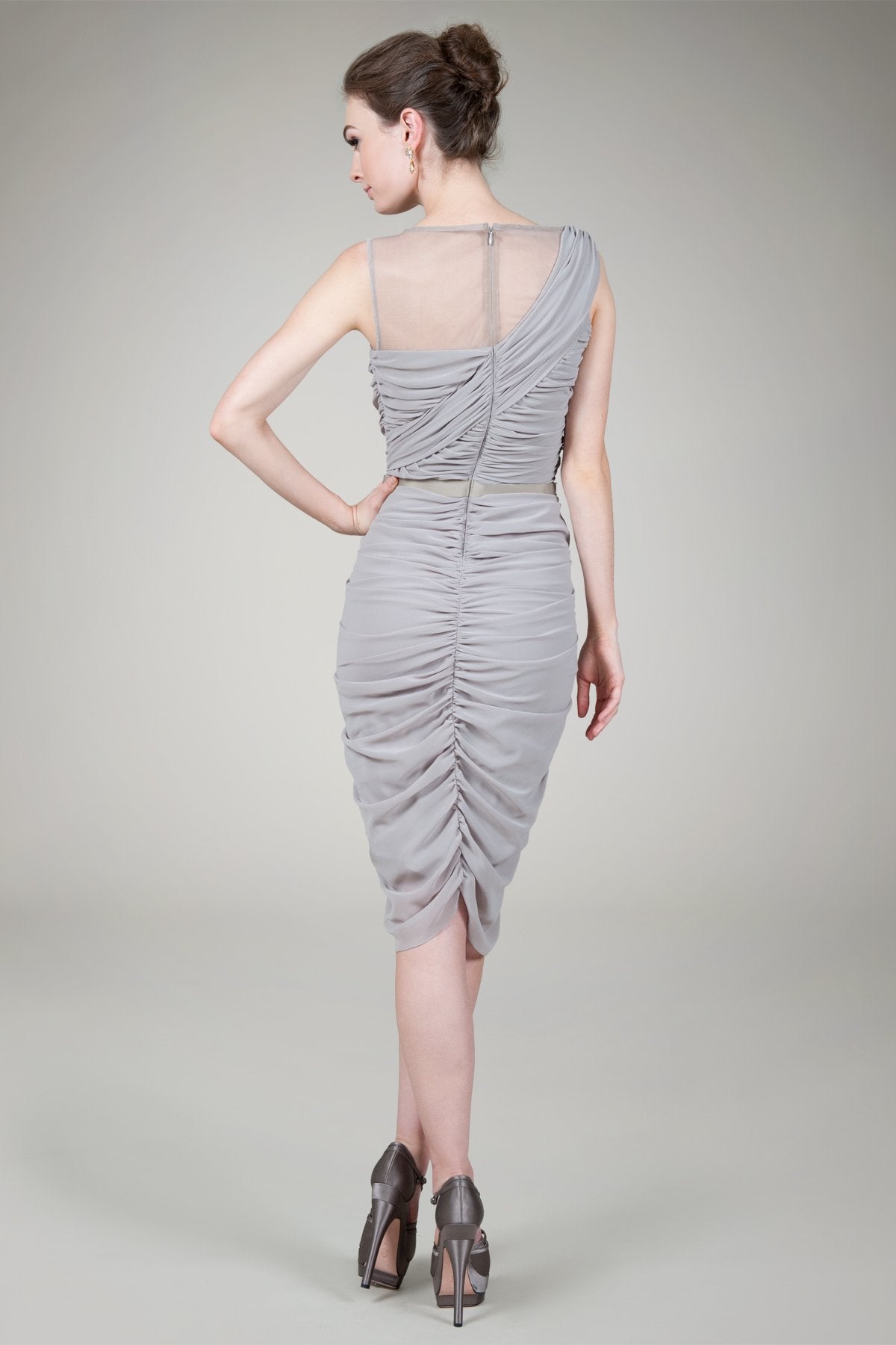 Grecian Draped Cocktail Dress in Antique