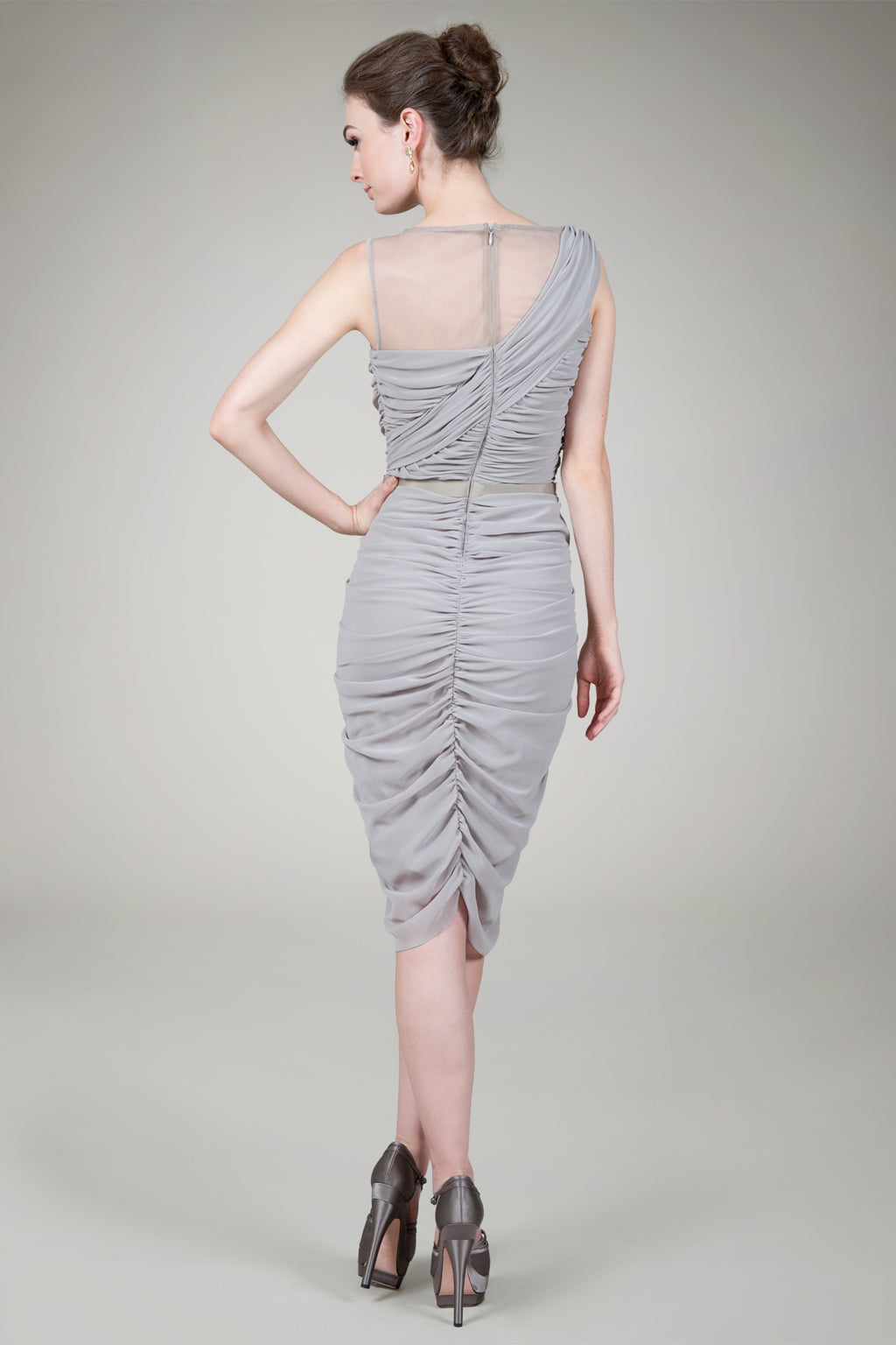 Grecian Draped Cocktail Dress in Antique