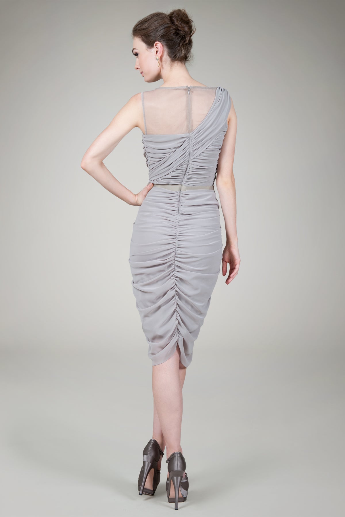 Grecian Draped Cocktail Dress in Antique