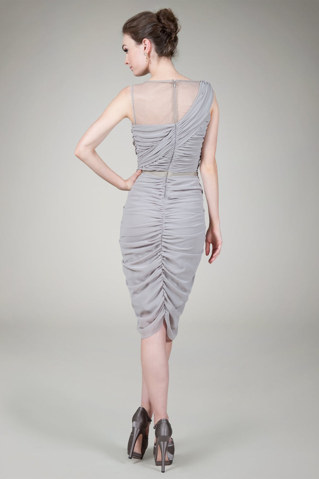 Grecian Draped Cocktail Dress in Antique