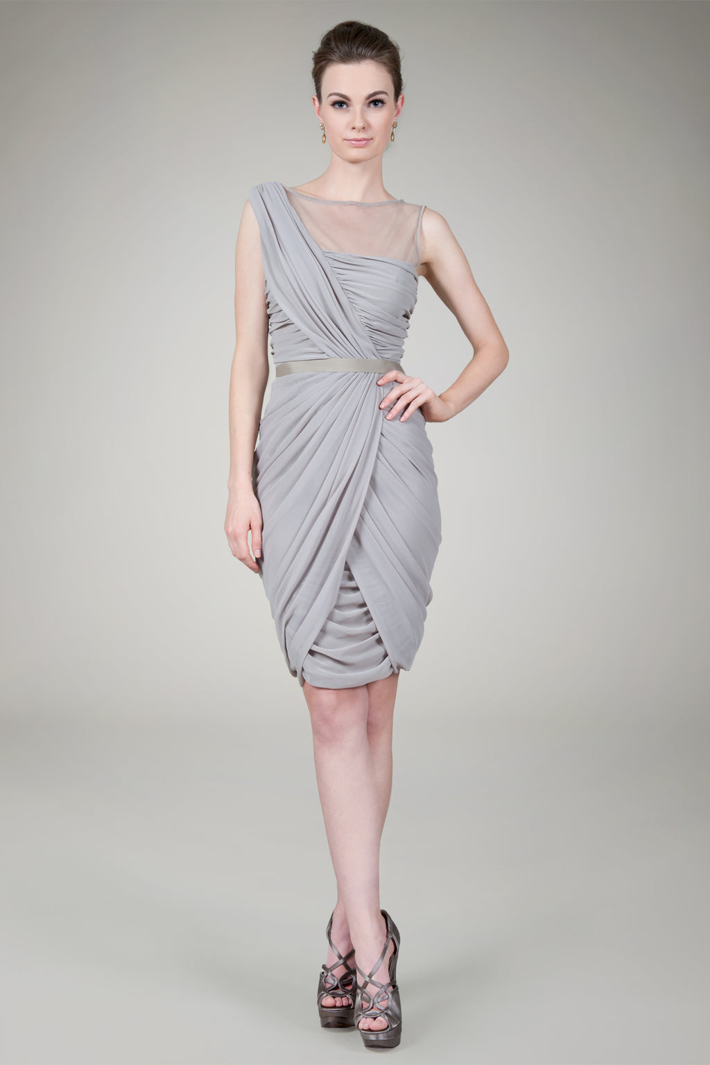 Grecian Draped Cocktail Dress in Antique