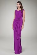 Asymmetric Draped Gown in Triple Berry