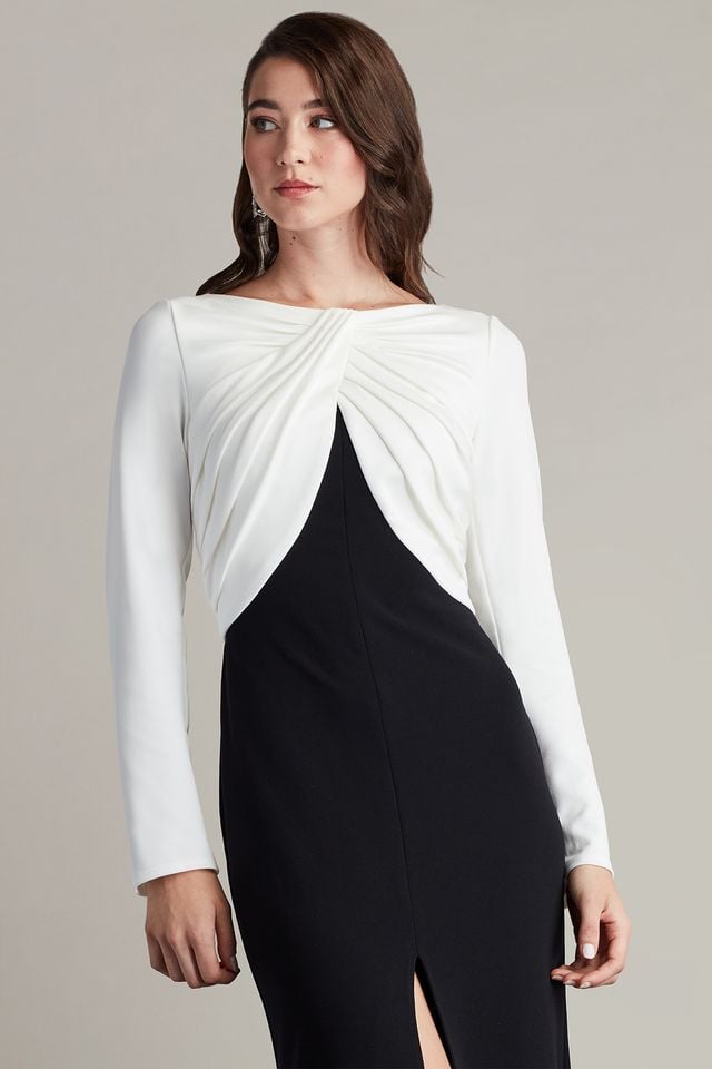 Nelson Long-Sleeve Crepe Gown