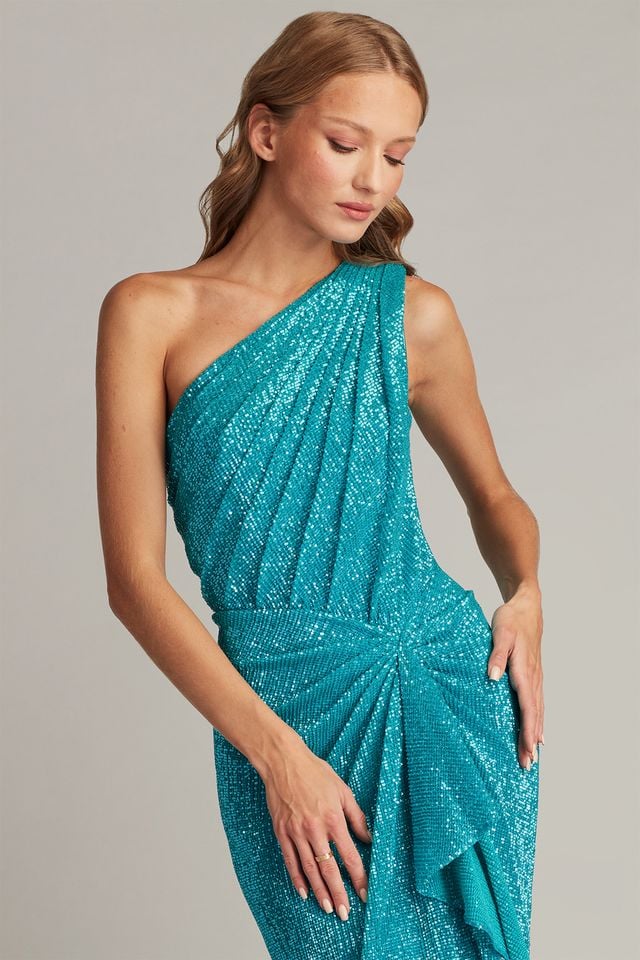 Zia Embellished Waterfall Drape Gown