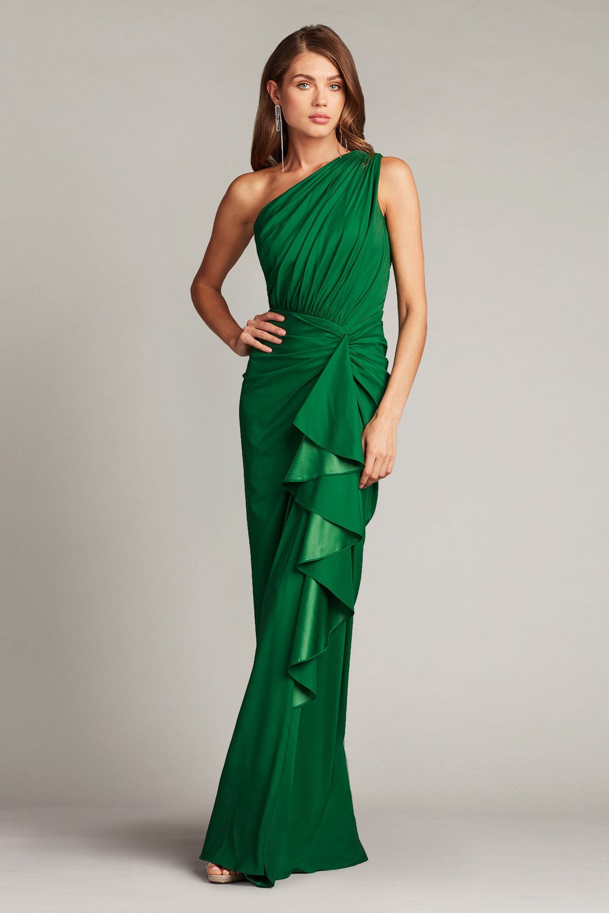 Lena Waterfall Drape Gown-BAMBO | Tadashi Shoji