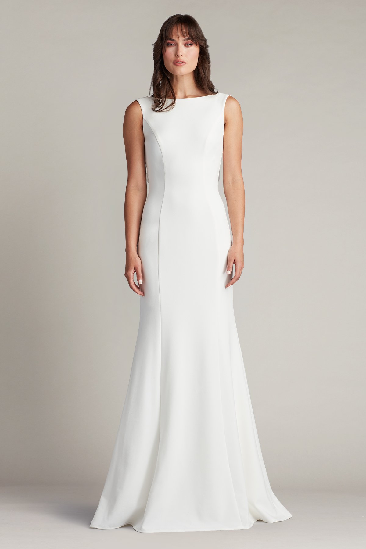 Tadashi Shoji Beckwith Rosette Low Back Gown In White