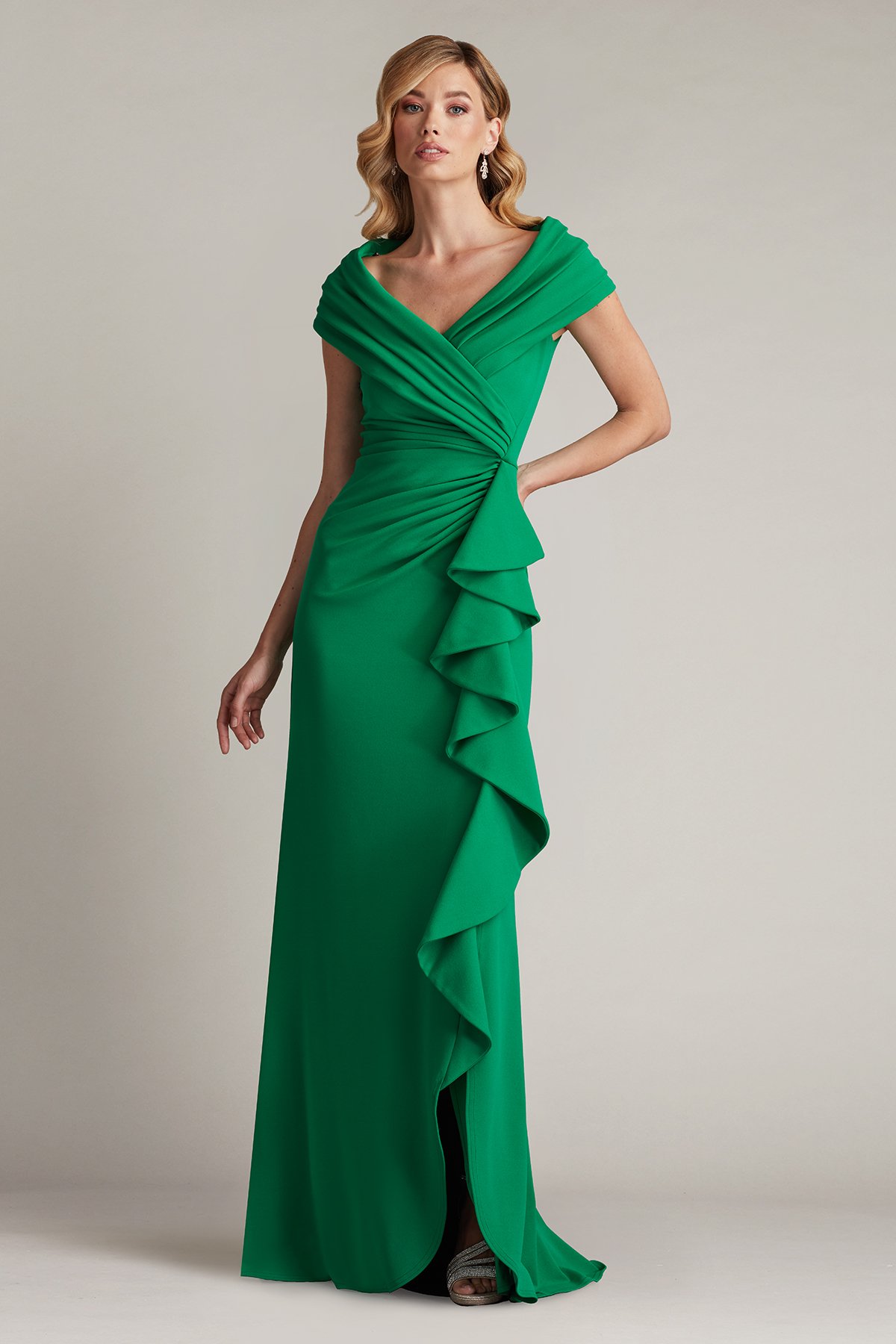 Fatma Crisscross Draped Gown | Tadashi Shoji