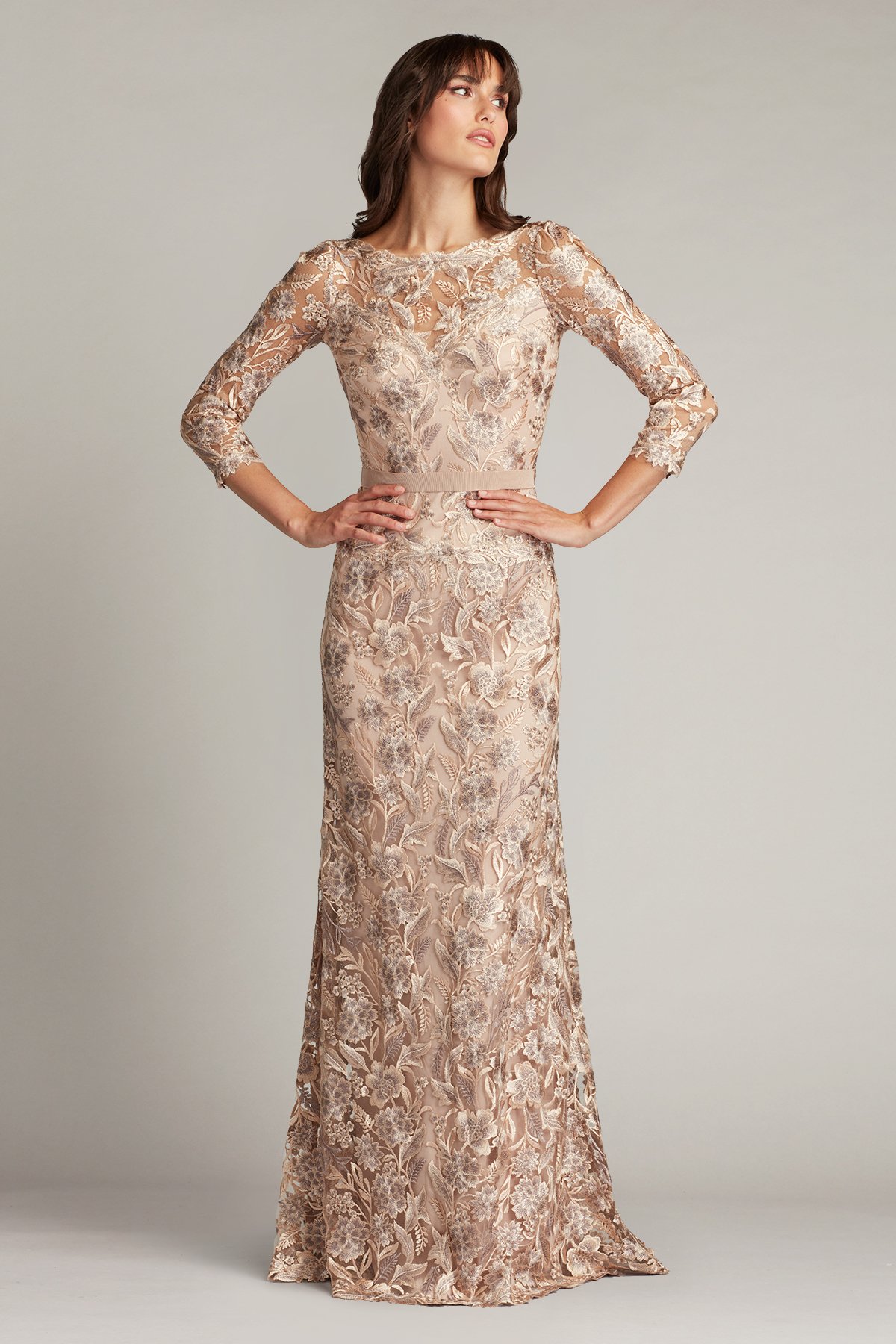 Tadashi shoji embroidered illusion dress on sale