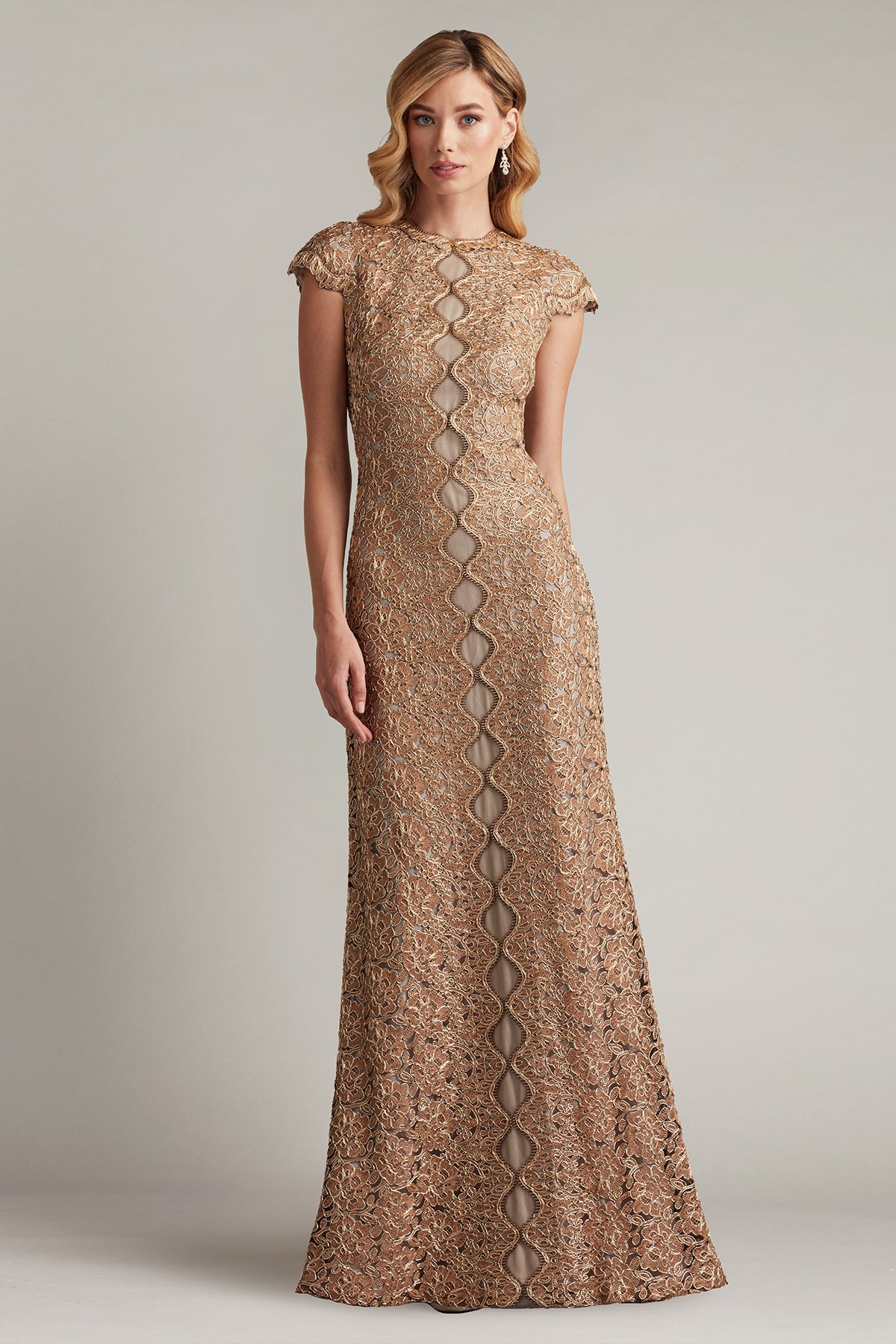 Etters Scalloped Illusion Gown CP SD Tadashi Shoji