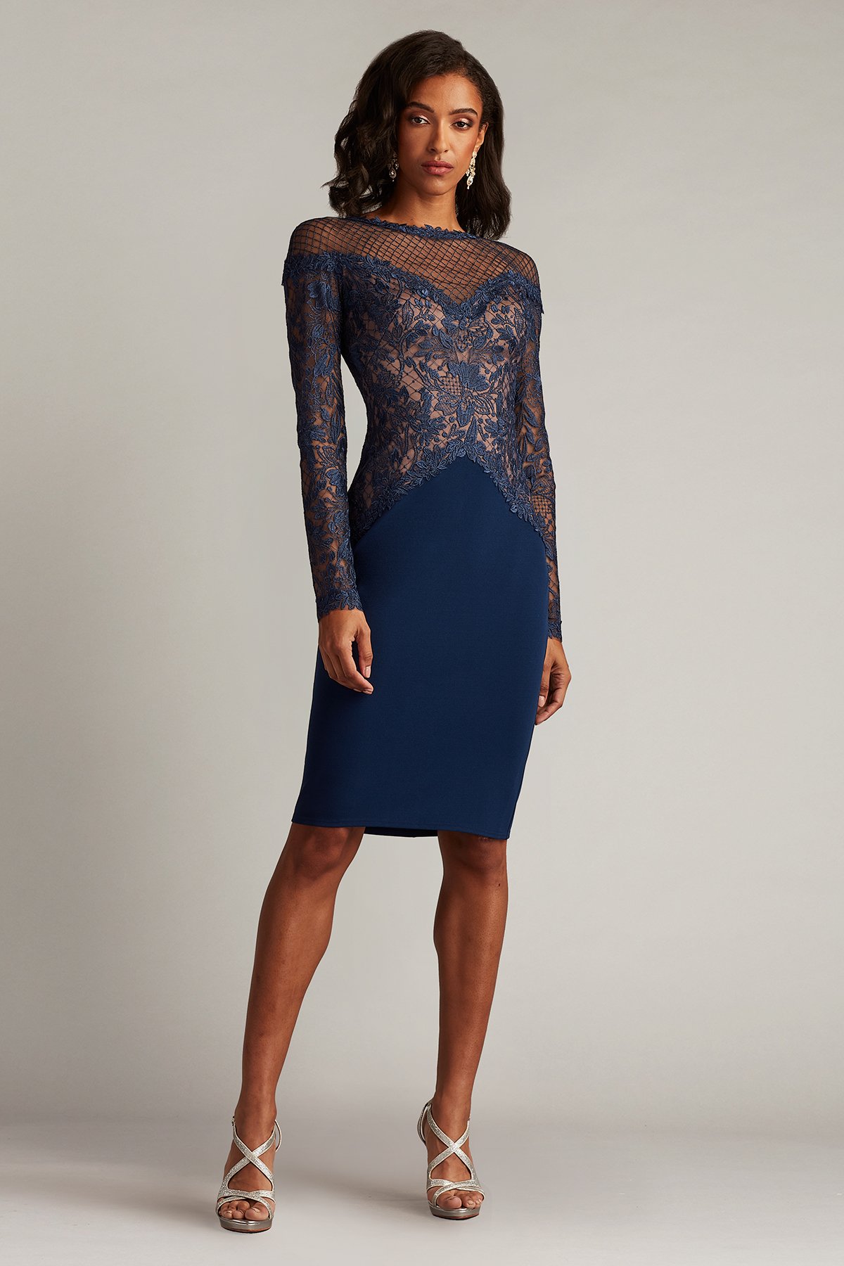 Tadashi Shoji Embroidered Lace Long Sleeve Cocktail Dress In Black