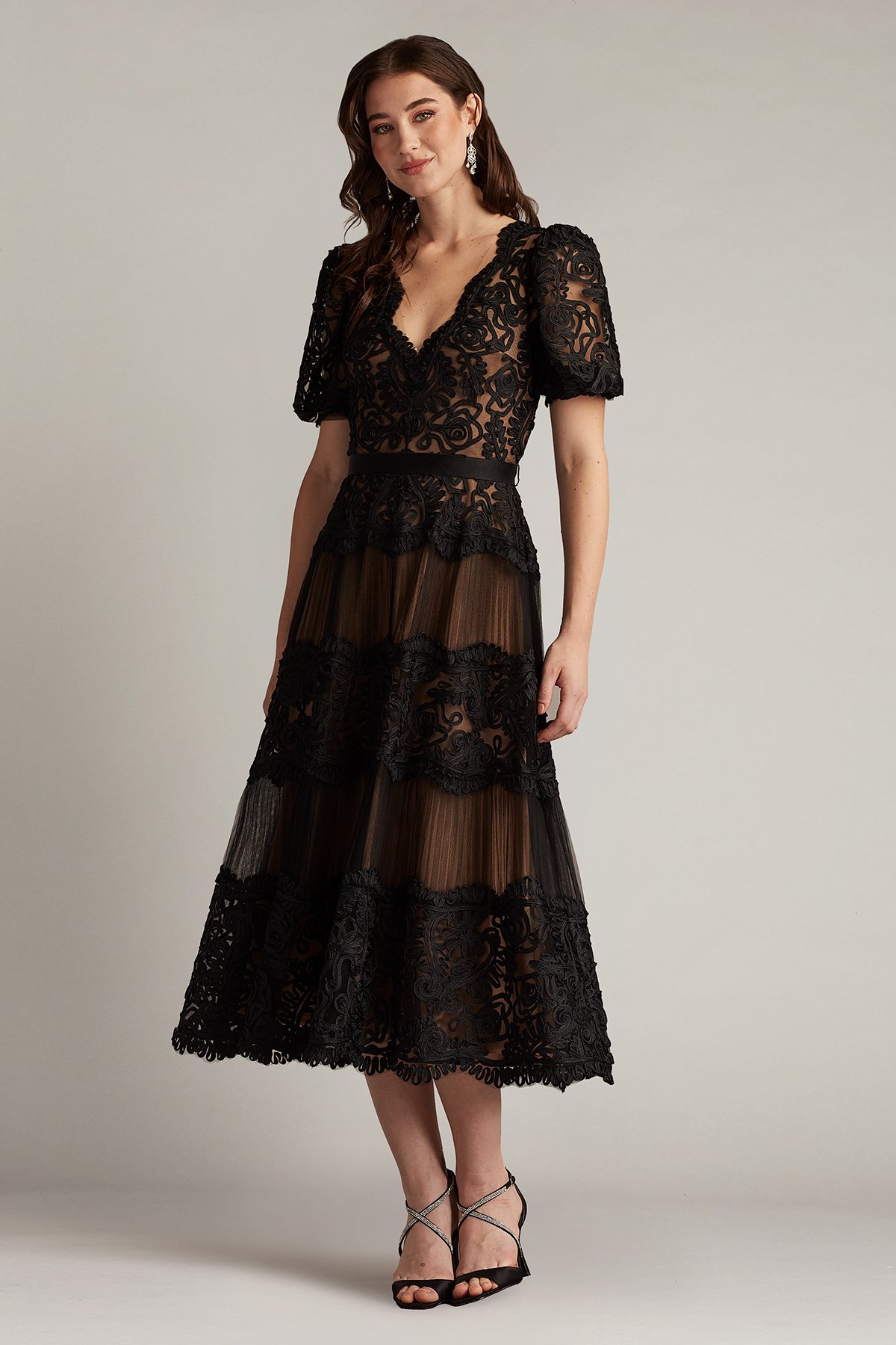パーティードレス Piper Woven Cocktail Dress cim21108md_black_nude_front.jpg