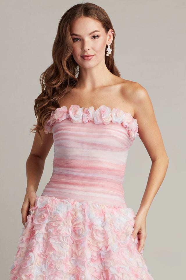 Akina Rosette Appliqué Mini Dress