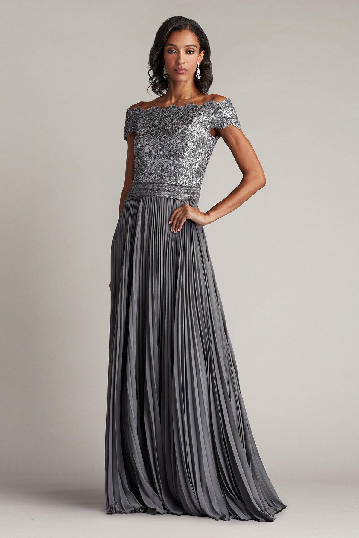 Tadashi shoji embroidered lace gown online