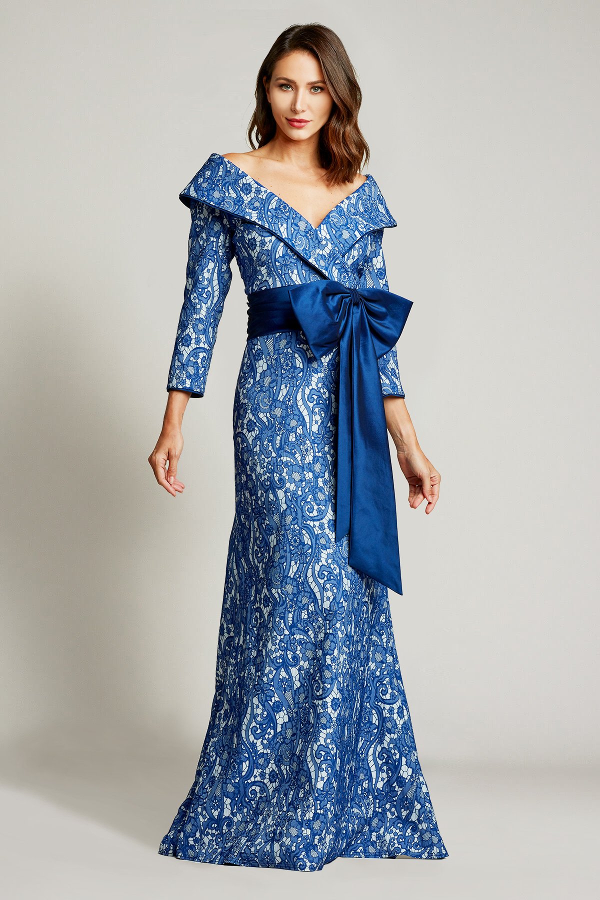 Hina Portrait Collar Gown Tadashi Shoji