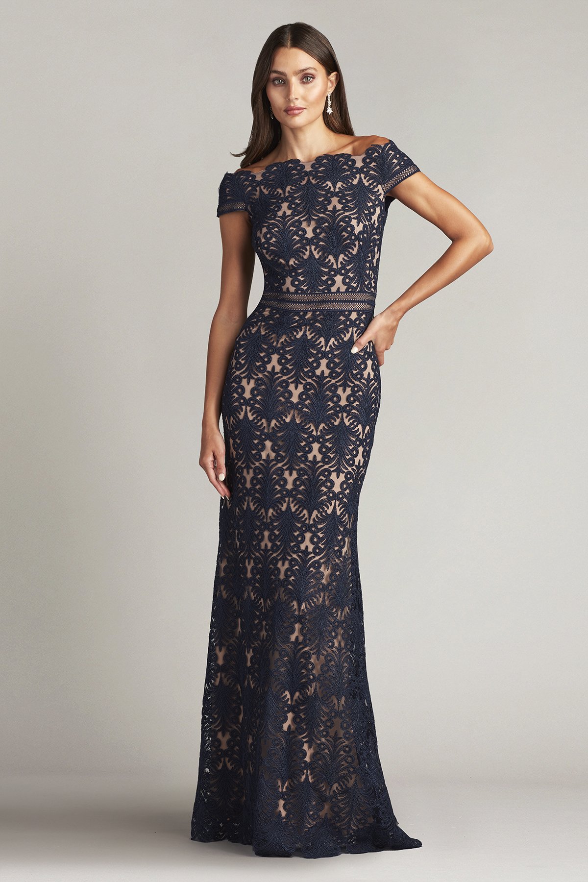 Embroidered tulle gown outlet