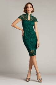 Irvin Keyhole Embroidered Dress | Tadashi Shoji
