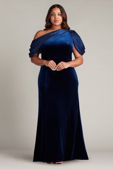 Copley Shoulder Drape Velvet Gown - PLUS SIZE