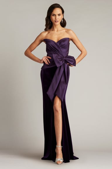 Caraway One Shoulder Leaf Motif Gown | Tadashi Shoji