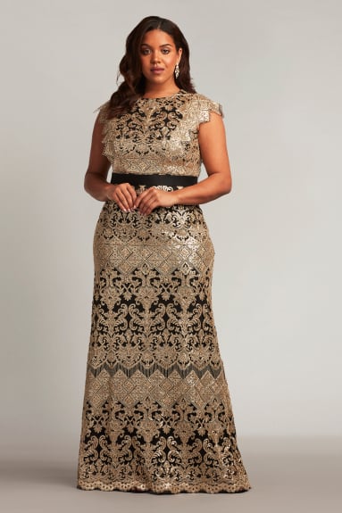 Nishay Sequin Embroidered Gown - PLUS SIZE