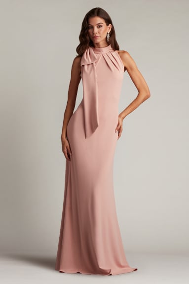 Seraphine Pleated Portrait Collar Gown | Tadashi Shoji