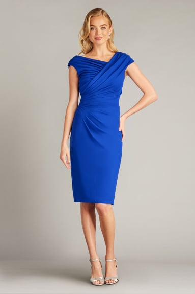 Garrison Draped Metallic Jersey Dress | Tadashi Shoji