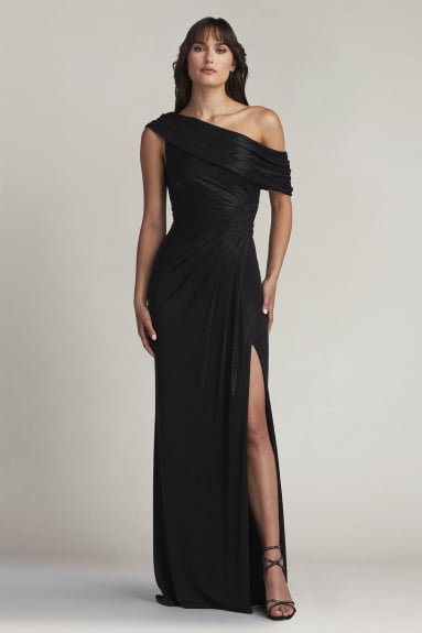 Leary Draped One-Shoulder Gown