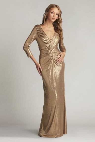 Ryah Metallic Twist Drape Gown