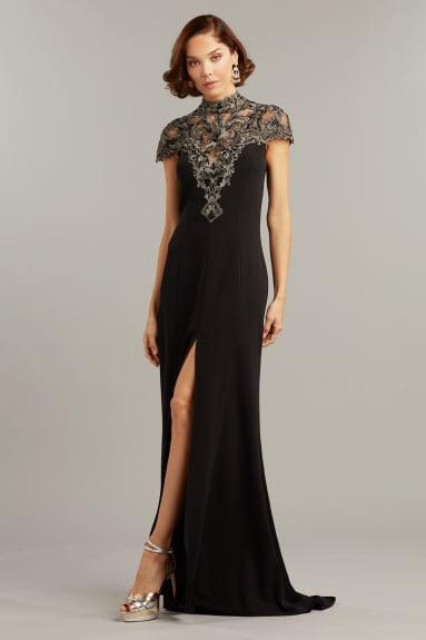 Crusade Embroidered Illusion Gown