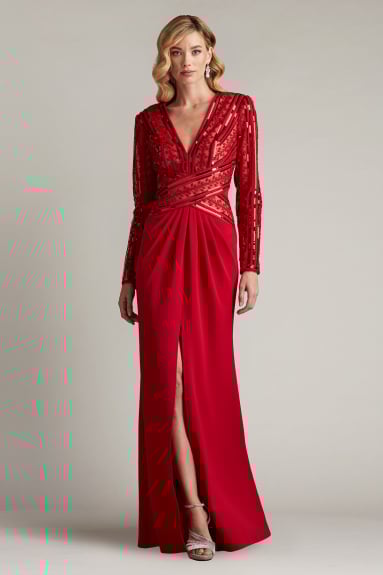Esau Metallic Crisscross Draped Gown | SHO