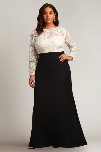 Caryle Floral Embroidered Crepe Gown - PLUS SIZE