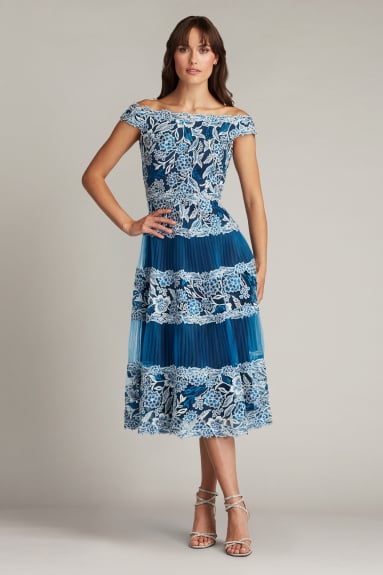 Klein Embroidered Tea-Length Dress