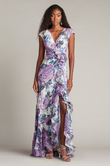 【TADASHI SHOJI】MORWENNA フローラル ラッフル ドレス Morwenna Floral Print Ruffle Gown | Tadashi Shoji