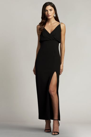 Savoy Sheer Sleeve Gown | Tadashi Shoji