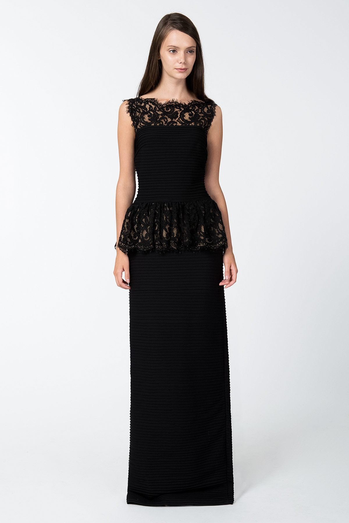 Tadashi shoji black lace gown best sale
