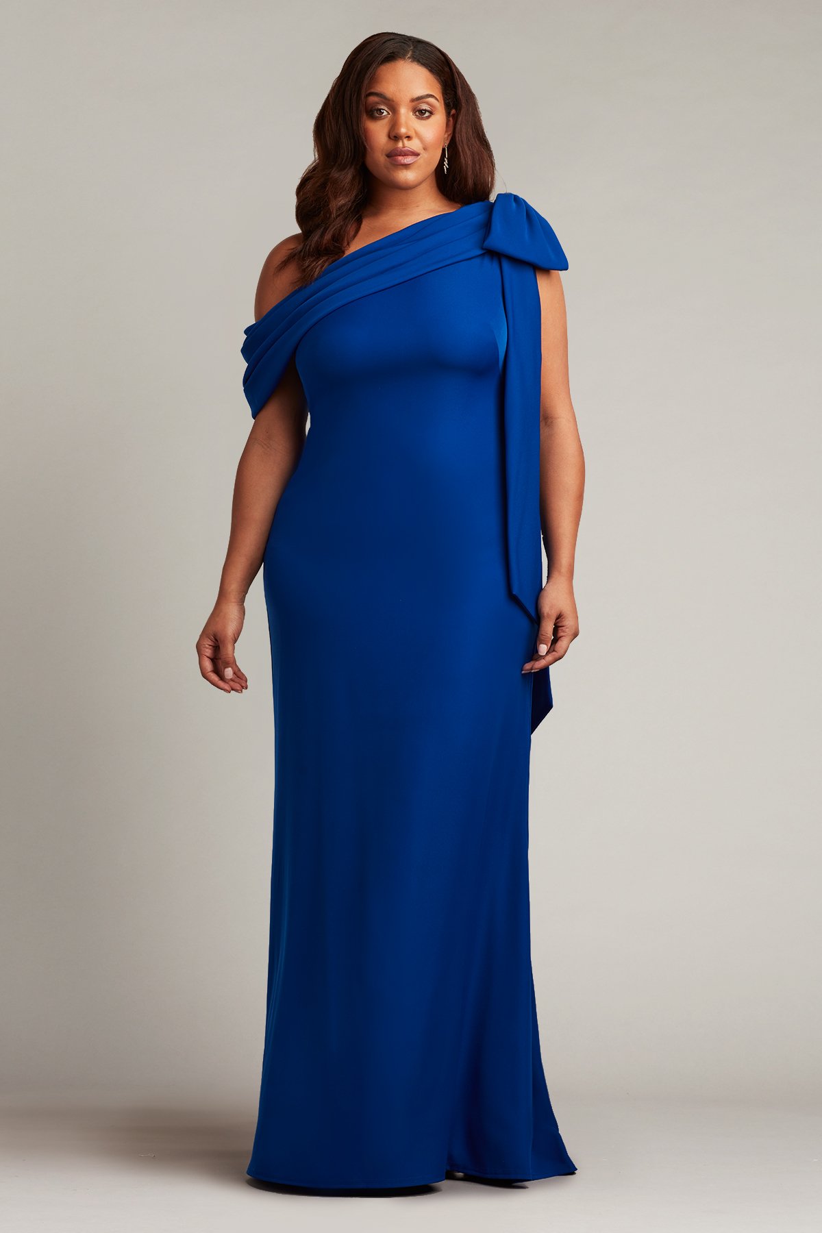 Cassia Bow Shoulder Crepe Gown PLUS SIZE RY BL Tadashi Shoji