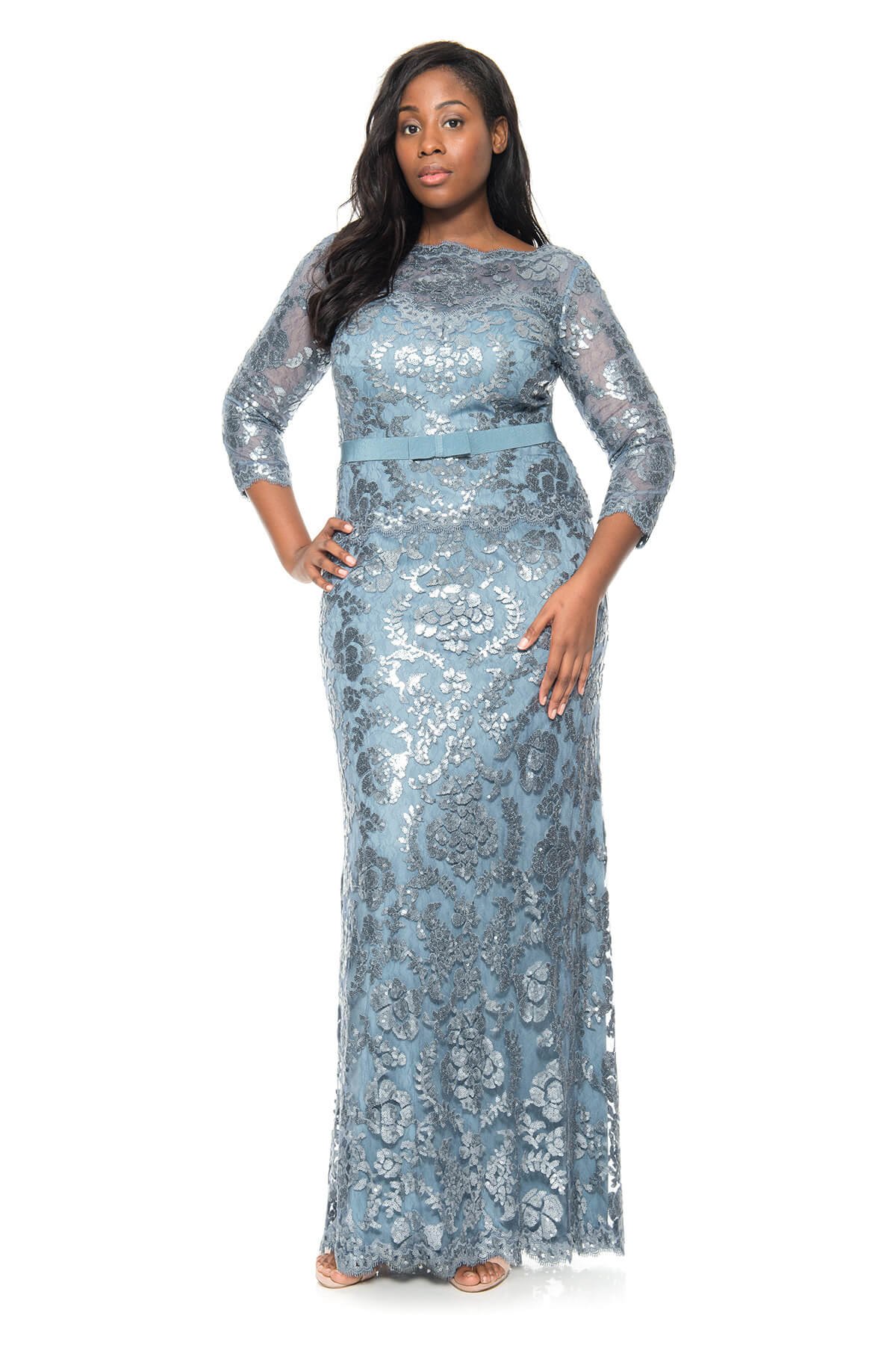 Tadashi shoji corded embroidered lace gown 2025