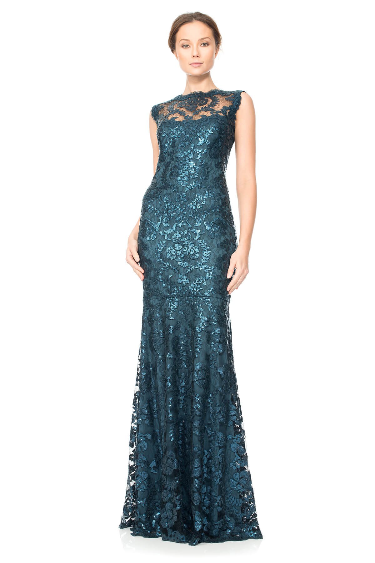 Paillette Embroidered Lace Gown Tadashi Shoji