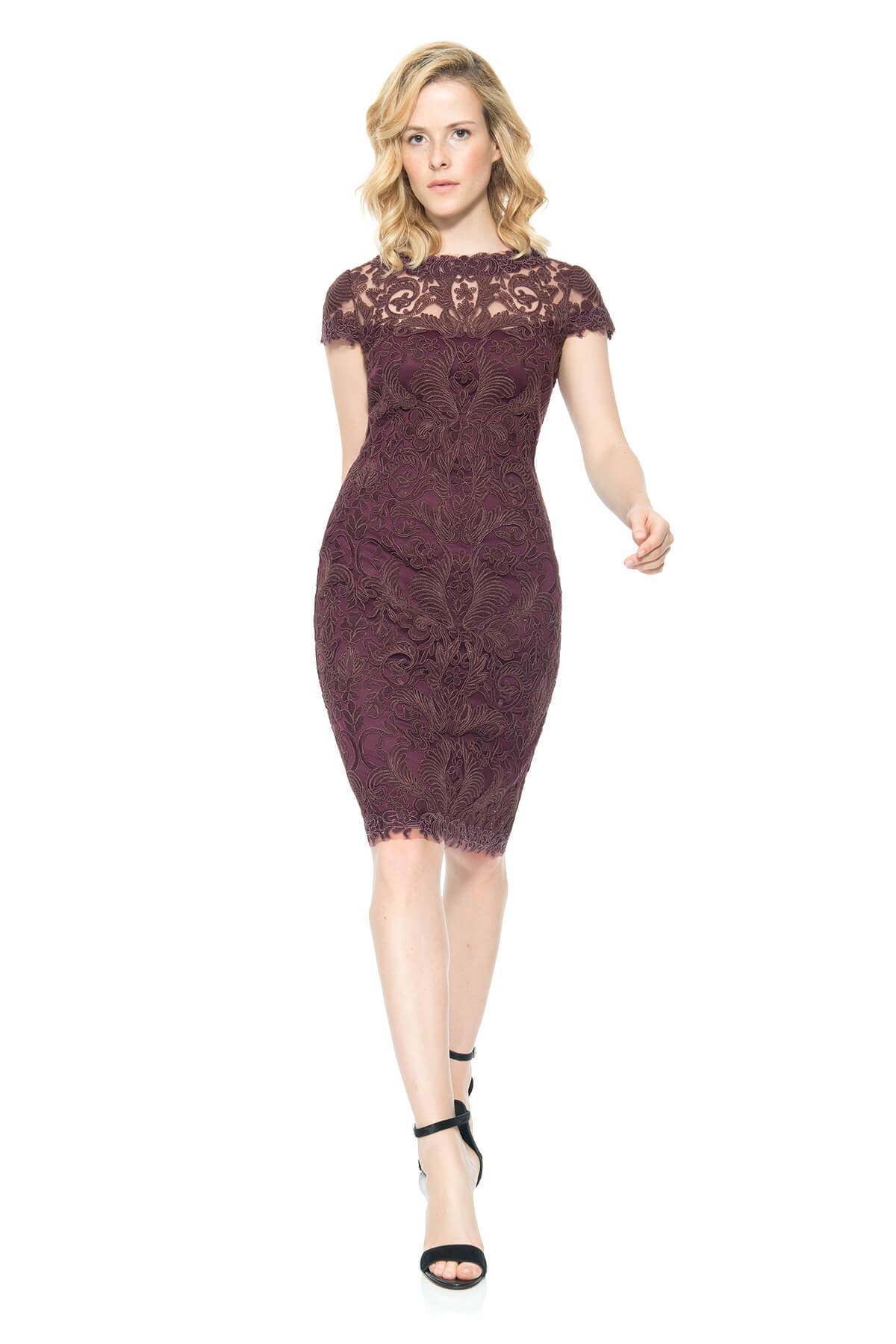 Tadashi shoji burgundy dress hot sale
